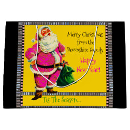 Elegant  roze kerstkerst groot cadeauzakje