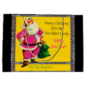 Elegant  roze kerstkerst groot cadeauzakje (Achterkant)