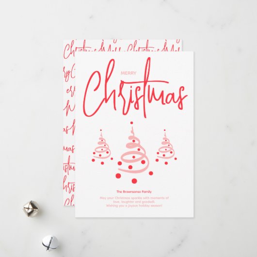 Elegant Roze Kerstmis Feestdagenkaart (Voorkant / Achterkant in situ)