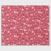 Elegant roze kerstpatroon | Papier voor onmiddelli (Vlak)