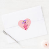 Elegant roze kitty cat op koraalroze Hartelijk dan Hart Sticker (Envelop)