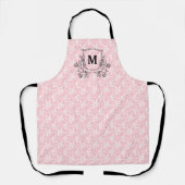 Elegant Roze Klein Roos Patroon Monogram Schort (Voorkant)