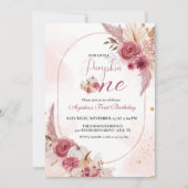 Elegant Roze Kleine Pompoen Meisje 1e Verjaardag Kaart (Voorkant)