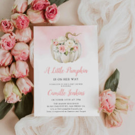 Elegant Roze Kleine Pompoen Meisje Baby shower Kaart