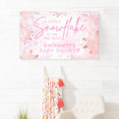 Elegant Roze Kleine Sneeuwvlok Baby shower Spandoek (Insitu)
