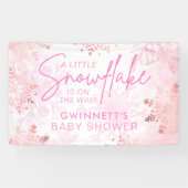 Elegant Roze Kleine Sneeuwvlok Baby shower Spandoek (Horizontaal)