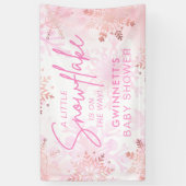 Elegant Roze Kleine Sneeuwvlok Baby shower Spandoek (Verticaal)