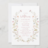 Elegant Roze Kleine Wildflower Boho Baby shower Kaart (Voorkant)