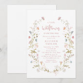 Elegant Roze Kleine Wildflower Boho Baby shower Kaart (Voorkant / Achterkant)