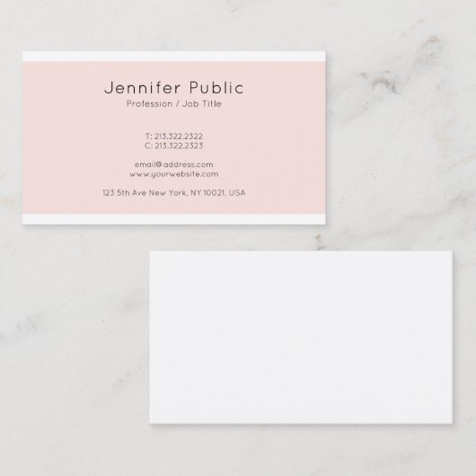 Elegant roze kleur Eenvoudige vlakte Moderne rendy Visitekaartje (Voorkant / Achterkant)