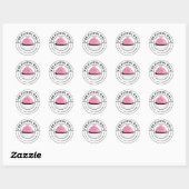Elegant roze koekje gebogen tekst ronde sticker (Vel)