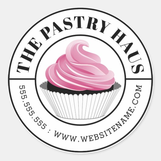 Elegant roze koekje gebogen tekst ronde sticker (Voorkant)