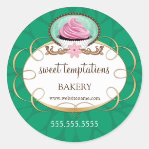Elegant roze koekjesbakkerij ronde sticker