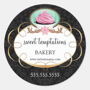 Elegant roze koekjesbakkerij ronde sticker