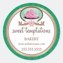 Elegant roze koekjesbakkerij ronde sticker