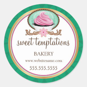 Elegant roze koekjesbakkerij ronde sticker