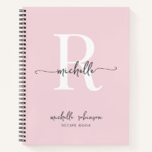 Elegant Roze Kookboek Recept Monogram Naam