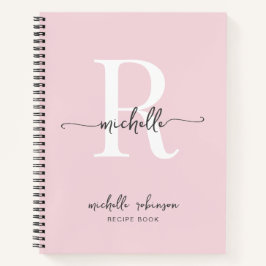 Elegant Roze Kookboek Recept Monogram Naam Notitieboek