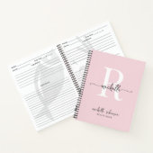 Elegant Roze Kookboek Recepten Monogram Naam Notitieboek (Binnen)