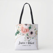 Elegant Roze Koraal Blush Bloemen Botanische Aange Tote Bag (Voorkant)