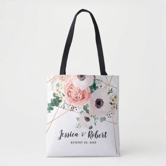 Elegant Roze Koraal Blush Bloemen Botanische Aange Tote Bag (Voorkant)