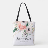 Elegant Roze Koraal Blush Bloemen Botanische Aange Tote Bag (Achterkant)