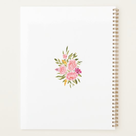 Elegant roze koraal - Floral en gouden bruiloft Planner (Achterkant)