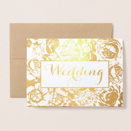 Elegant roze, koraal goud Roos bruiloft Folie Kaarten (Voorkant met envelop)