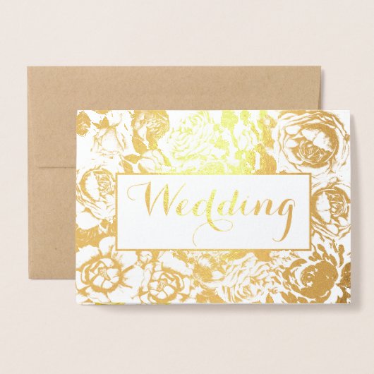 Elegant roze, koraal goud Roos bruiloft Folie Kaarten (Voorkant met envelop)