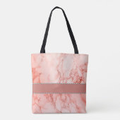 Elegant roze koraal marmer gepersonaliseerd tote bag (Achterkant)