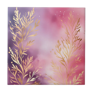 Elegant roze koraal met goud tegeltje