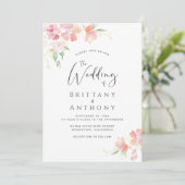 Elegant roze koraal Waterverf bruiloft Kaart (Staand voorkant)