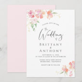 Elegant roze koraal Waterverf bruiloft Kaart (Voorkant / Achterkant)