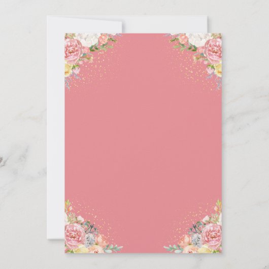 Elegant roze koraalkoraal goud glitter baptisme kaart (Achterkant)