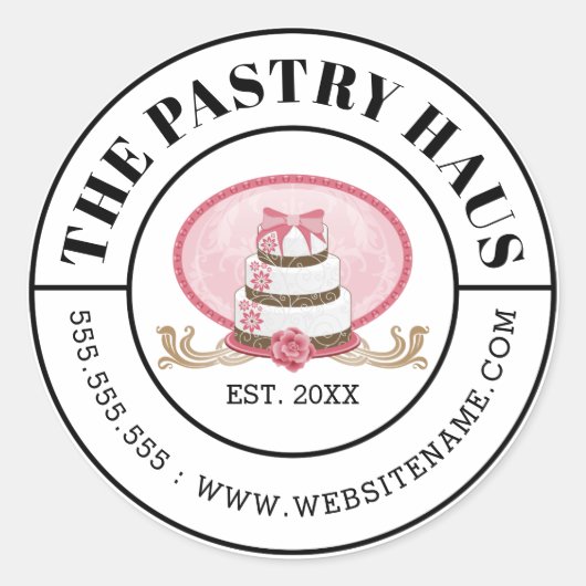 Elegant roze kromme tekst ronde sticker (Voorkant)