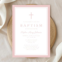 Elegant Roze Kruis Baby Meisje Doop