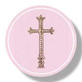 Elegant Roze Kruis Ronde Sticker