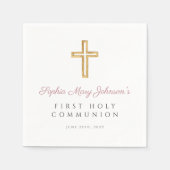 Elegant Roze Kruisreligie Eerste Communie Servet (Voorkant)