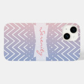 Elegant roze kwarts Blue pastel Chevron Naam Case-Mate iPhone Case (Achterkant (horizontaal))