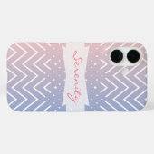 Elegant roze kwarts Blue pastel Chevron Naam Case-Mate iPhone Case (Achterkant (horizontaal))