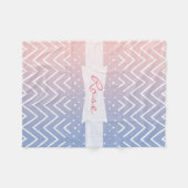 Elegant roze kwarts Blue pastel Chevron Naam Fleece Deken (Voorkant (Horizontaal))