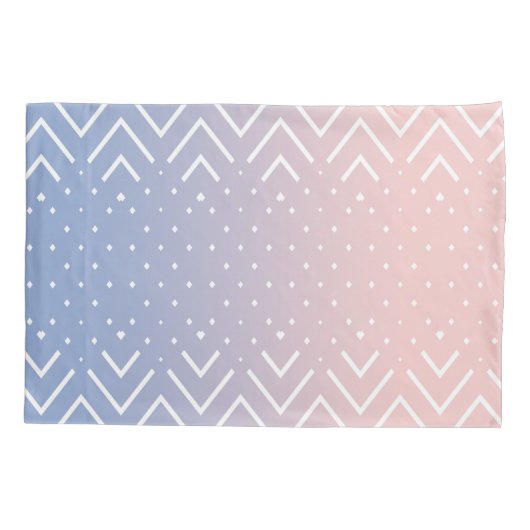 Elegant roze kwarts Blue pastel Chevron Naam Kussensloop (Achterkant)