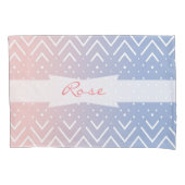 Elegant roze kwarts Blue pastel Chevron Naam Kussensloop (Voorkant)
