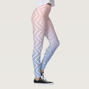 Elegant roze kwartsblauw pastel Cute Chevron Leggings