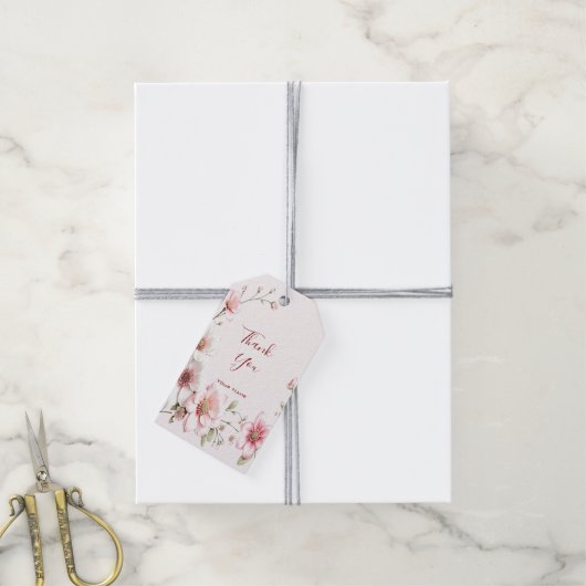 Elegant roze Label van Floral Gift Cadeaulabel (Met Touw)