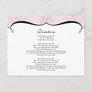 Elegant Roze Lace Direction Card Informatiekaartje