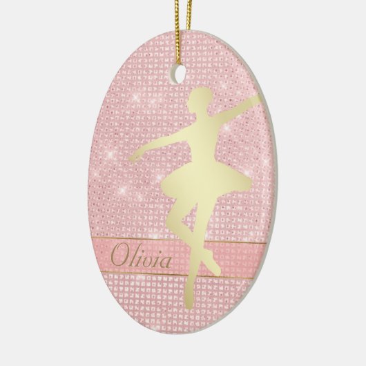 Elegant roze lampjes Gold Ballerina Keramisch Ornament (Links)