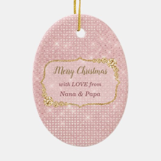 Elegant roze lampjes Gold Ballerina Keramisch Ornament (Achterkant)