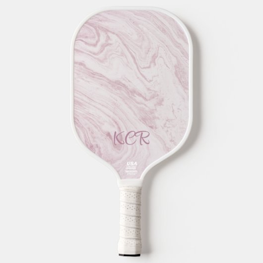 Elegant roze lavendel marmer gepersonaliseerd Init Pickleball Paddle (Achterkant)