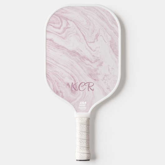 Elegant roze lavendel marmer gepersonaliseerd Init Pickleball Paddle (Voorkant)
